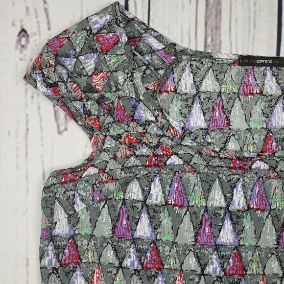 Soprano Lightweight Silky Multicolored Printed Mini Sleeveless Dress Size XS - Picture 4 of 8